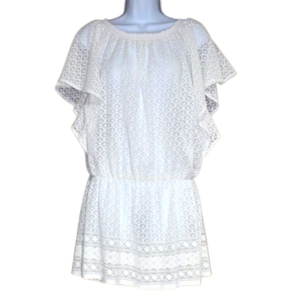 Melissa Odabash White Cover-Up Small Sheer Short Sleeve Swim Resort Tunic - Picture 1 of 11